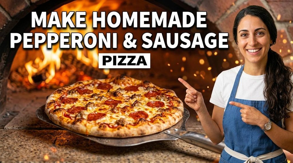 Making a Classic Homemade Pepperoni and Sausage Pizza